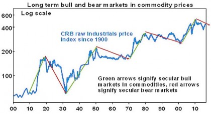 Long term bull and bear markets in commodity prices